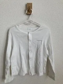 ホワイト コットン ボタン付きカーディガン