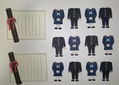 卒業★色紙・寄せ書き用シール12枚セット★制服　セーラー服　学ラン　アルバム