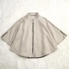未使用級★Sov. × AKKO ジップアップドレープポンチョ グレージュ F