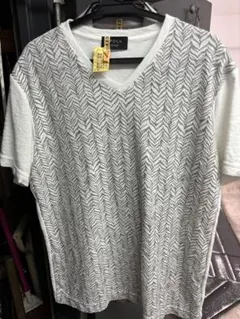 EPOCA UOMO Vネック Tシャツ ヘリンボーン柄