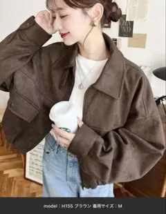 moment+ 2WAYカラーフェイクスエードショートブルゾン