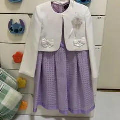 130cm 襟付き紫色ドレスとジャケットセット　パープル　ヒラミチナカノ