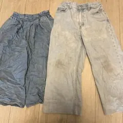 デニムハーフパンツとロングパンツセット