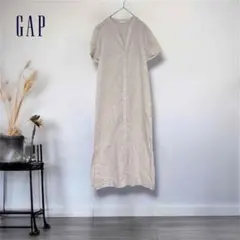 GAP◎リネンコットンVネックシャツワンピース　ナチュラル　2way スリットのサムネイル