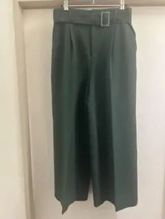 【美品】BOSCH ワイドパンツ グリーン M ベルト付 美シルエット