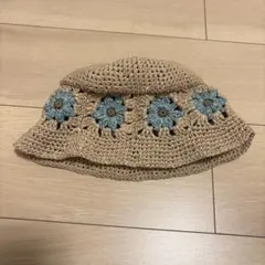 花モチーフ ベージュ バケットハット