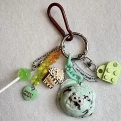 ハンドメイド じゃらじゃらキーホルダー アイスクリーム　チョコミント