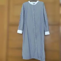 ストライプ Mサイズ シャツワンピース　バンドカラー