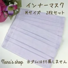 インナーマスク　プリーツタイプ　2枚セット　M　パステルラベンダー　ワイヤー入り