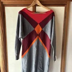 tibi ニットワンピース グレー レッド