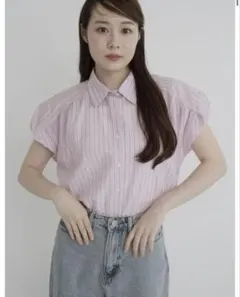 stripe puff blouse ピンク　ジュメロ jumellのサムネイル
