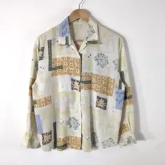 ヴィンテージ KEY LARGO 総柄シャツ レトロ アート柄 古着 L - メルカリ