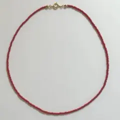 レッド 赤 ビーズネックレス チョーカー ハンドメイド 40cm