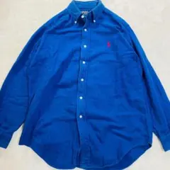 ポロラルフローレン 長袖 ネルシャツ Mサイズ ブルー コットン ポニー刺繍