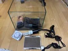 亀金魚飼育セット水槽15点豪華セット超白ガラスフィルター浮き島掃除