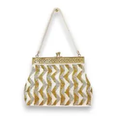 ヴィンテージ調 ビーズバッグ ゴールド シルバー フォーマル パーティー