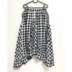 merry jenny 美品 ブラック ギンガムコンビフレアスカート