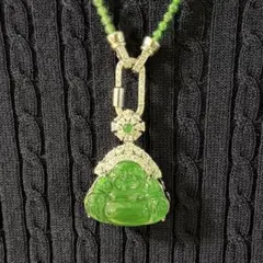 天然ミャンマー翡翠A貨　福々しい笑みが魅力の仏様　布袋様　ペンダントトップ