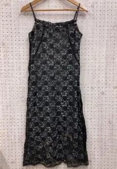 レトロ ガーリーシック コケット 古着 花柄総レース ロングキャミワンピース