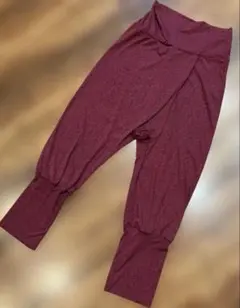 リアルストーン　フラワーパターン ヨガウェア　バーガンディ ヨガパンツ