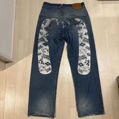 evisu デニム　大カモメ　38インチ　シンチバック付き　ブラックカモメ evisu デニム大カモメ38インチシンチバック付きブラックカモメ