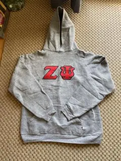 ラッセル　パーカー　古着　USA ヴィンテージ　RUSSELL グレー　ワッペン