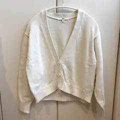 【レディース】UNIQLO ホワイト Vネック カーディガン M
