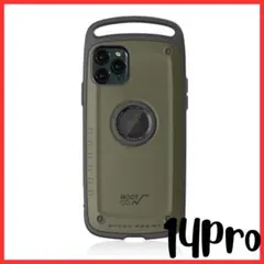 iPhone14pro ケース ROOT GOオリーブ耐衝撃ミリタリーカーキ28