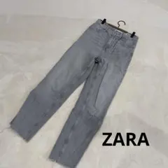 ZARA ダメージジーンズ　ライトグレー　裾ダメージ　レディース　S