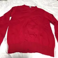 UNIQLO レッド Vネック ニットセーター M　メンズ