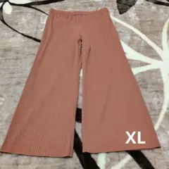 ユニクロ　プリーツパンツ　XL　レンガ　ウエストゴム