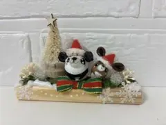 どんぐりアート　Xmasぱんだちゃん&うさぎちゃん置物