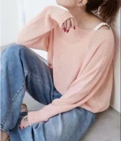 Spick&Span ペーパーヤーン 2WAY ルーズプルオーバー　ピンクB
