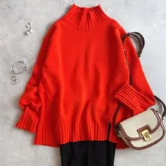 美品 ◆ アーバンリサーチ　ニット　ウール　カシミヤ　オレンジ　ハイネック