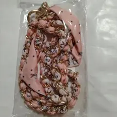 ピンク 花柄 ドット スマホショルダーストラップ