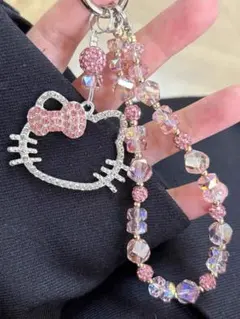 ハローキティ キラキラ キーホルダー ピンク