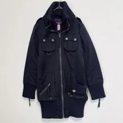 リズリサドール ミリタリージャケット F ブラック ロング丈 リブ ガーリー