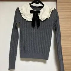 ZARA グレー フリル襟 長袖セーター