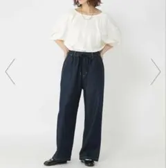 studio CLIP ダークブルー ワイドパンツ