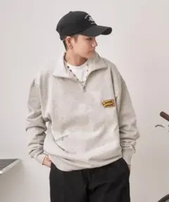 トレーナー スウェット タグロゴハーフジップスウェット