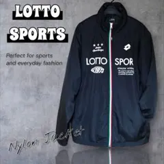 美品 Lotto ナイロンジャケット ブラック 中綿 軽量 黒 ジャージ ライン