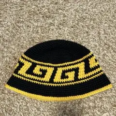 クラッシャーハット　バケットハット 男女兼用　ブラック×イエロー y2k