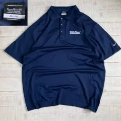 古着　ナイキゴルフ ポロシャツ XL 紺 ドライフィット Truck Paper
