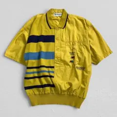 DIJO&CHACHA♡ヴィンテージ　半袖ポロシャツ　切替え　マスタード　Mのサムネイル