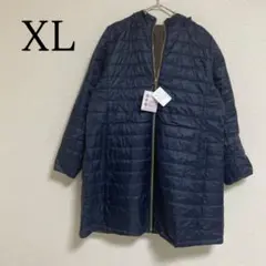 蓄熱 中綿 アウター キルティングコート リバーシブル ロングコート XL 撥水