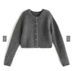 ウール混モヘヤタッチショート丈ニットカーディガン[an1232]