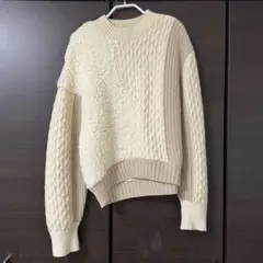 STUDIOS イネラ ウール ニット パッチワーク ケーブル ボア