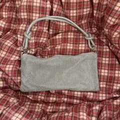 ビジュー装飾 シルバー クラッチバッグ