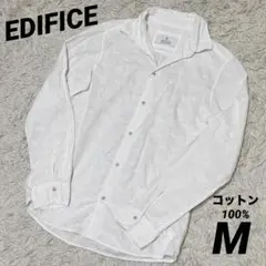 エディフィス　長袖シャツ　ホワイト　総柄　刺繍　サイズ38 Mのサムネイル
