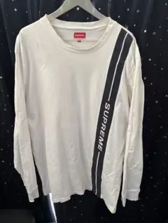 supreme logo stripe l/s top ロンt 白 ロゴ s - メルカリ
